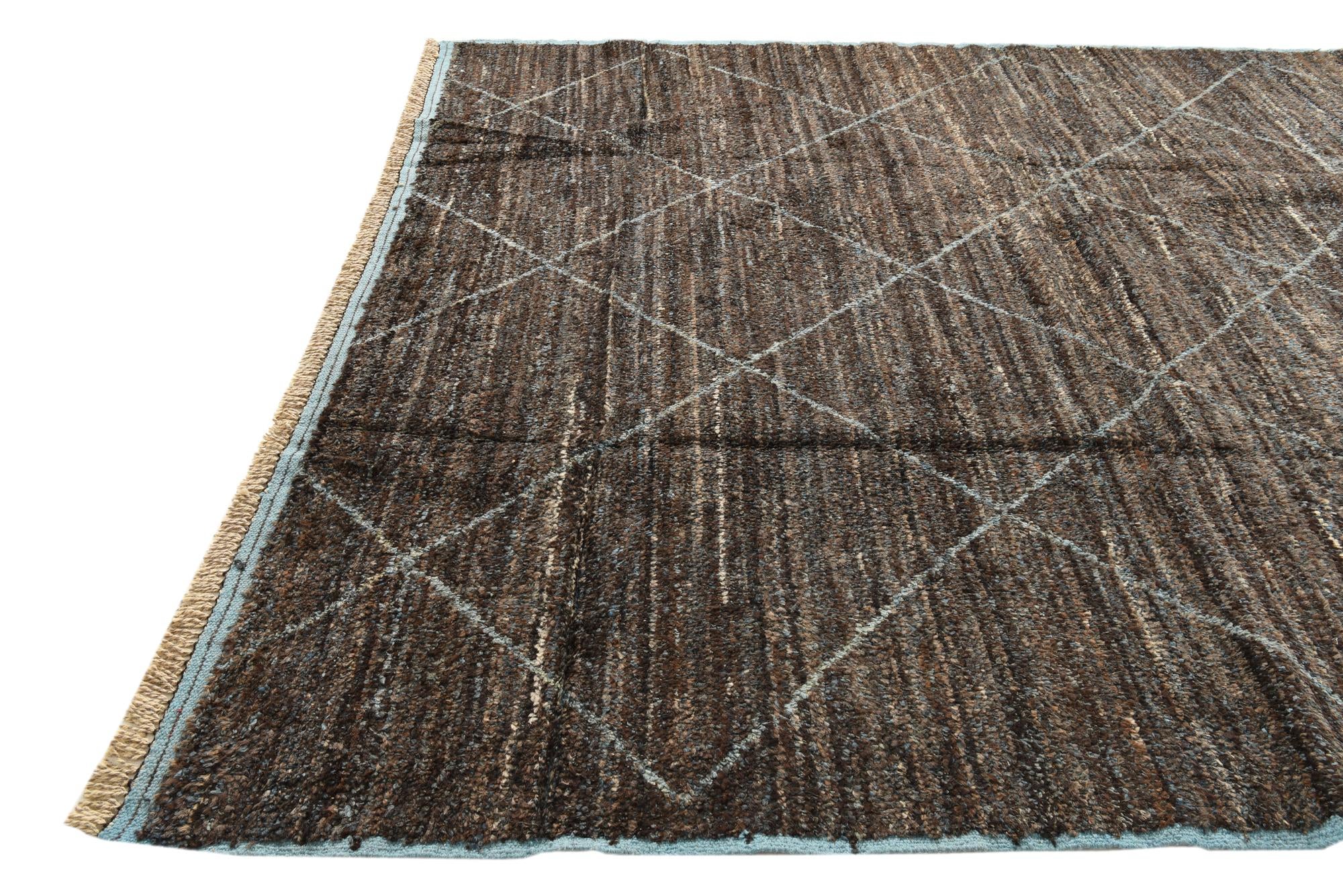 9' 1 x 12' 6 Hand Knotted Moroccan Wool Rug