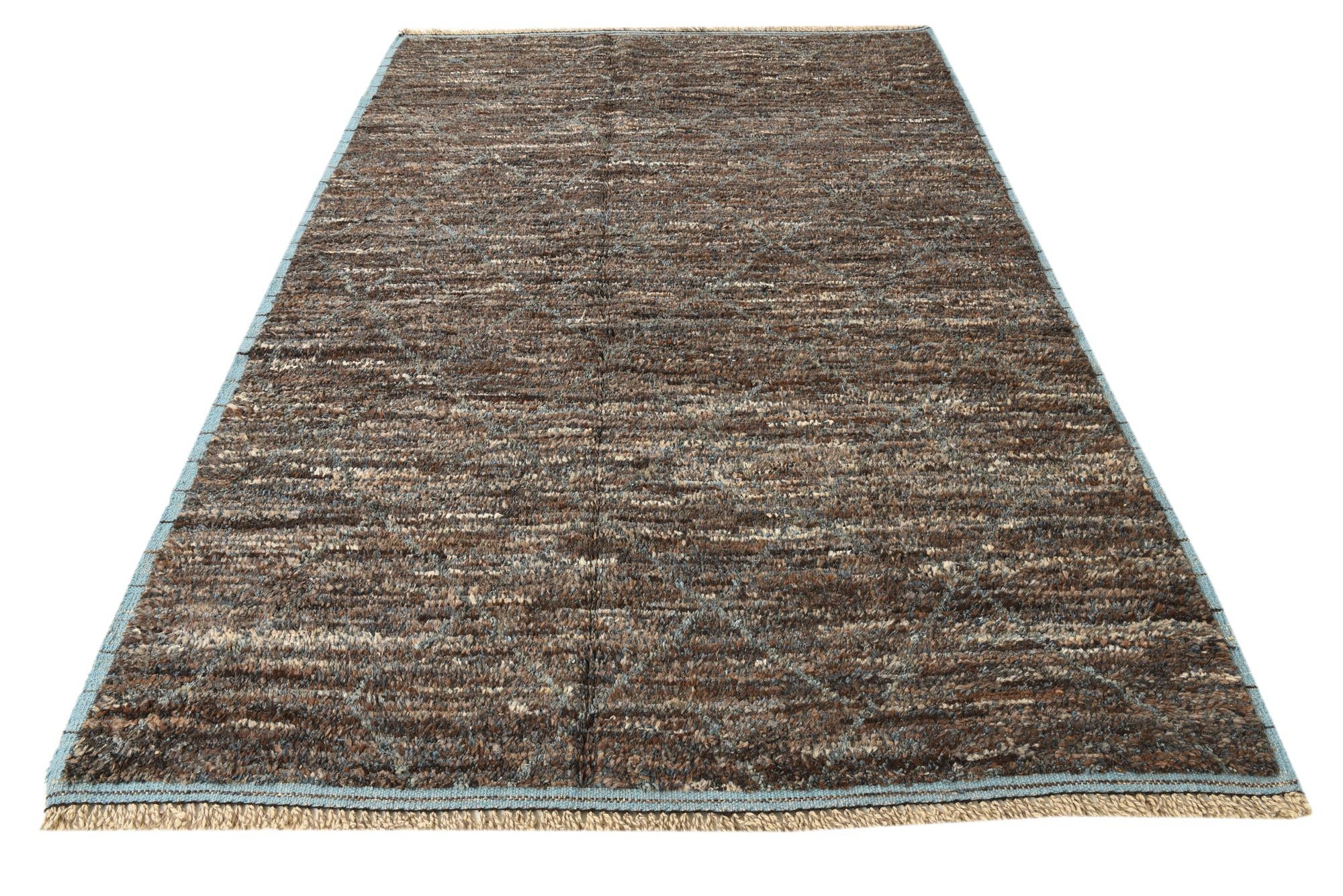 6' 5 x 9' 3 Hand Knotted Moroccan Wool Rug