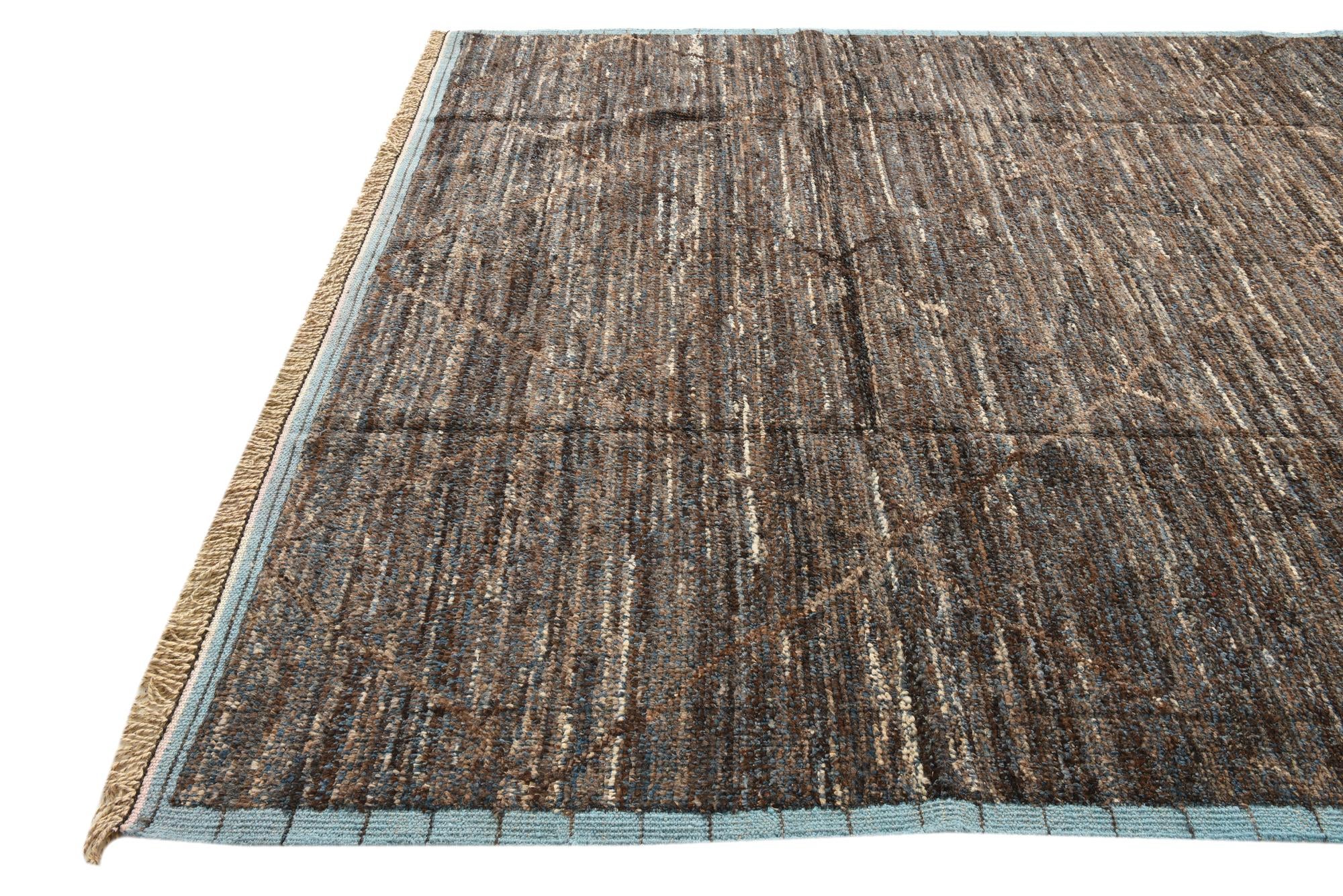 8' x 10' 6 Hand Knotted Moroccan Wool Rug