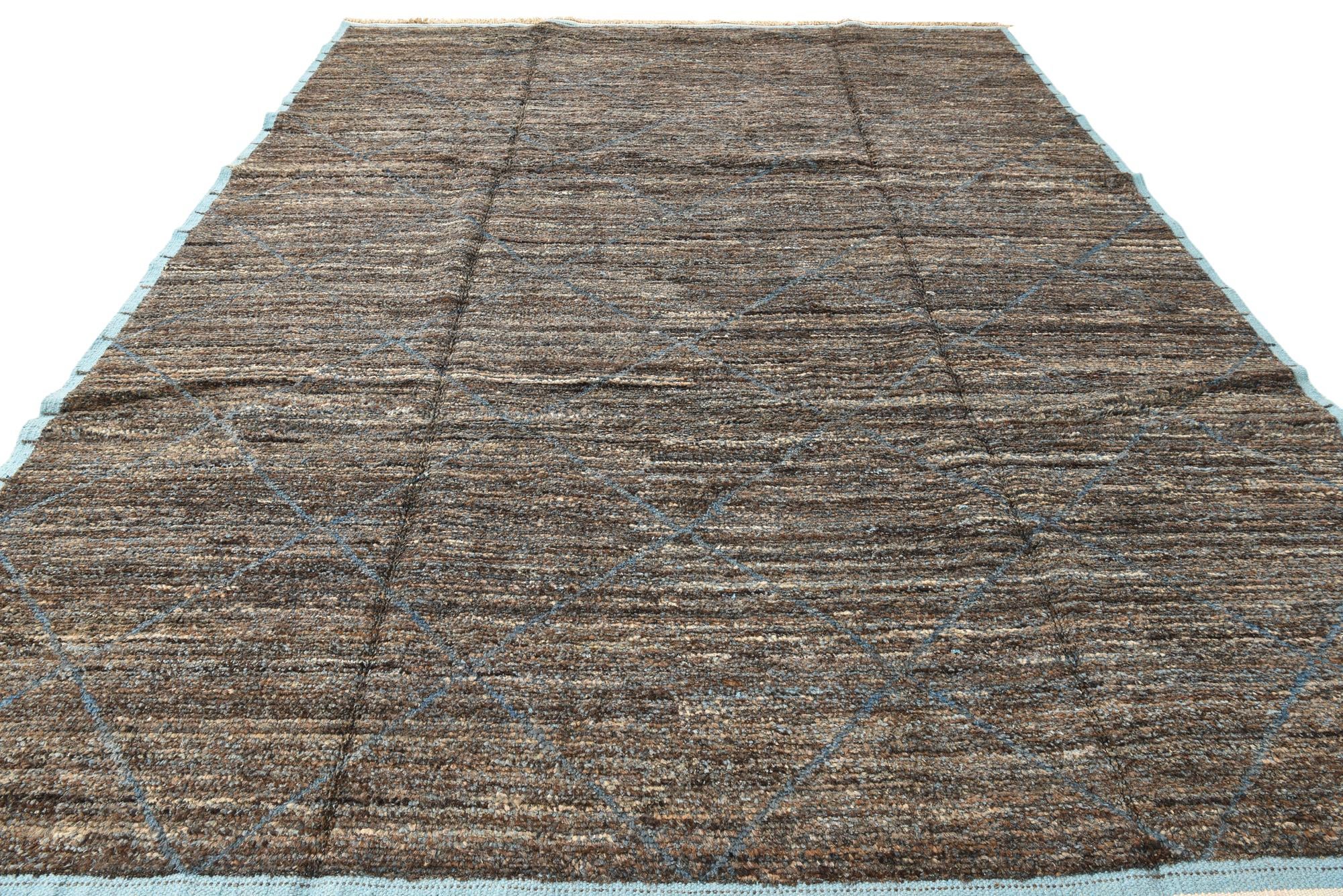 9' 1 x 12' 7 Hand Knotted Moroccan Wool Rug