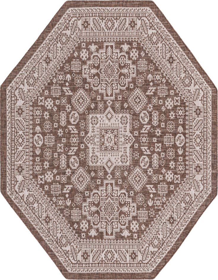 Detail image of 7' 10 x 7' 10 Easy-Clean Aztec Indoor / Outdoor Octagon Rug