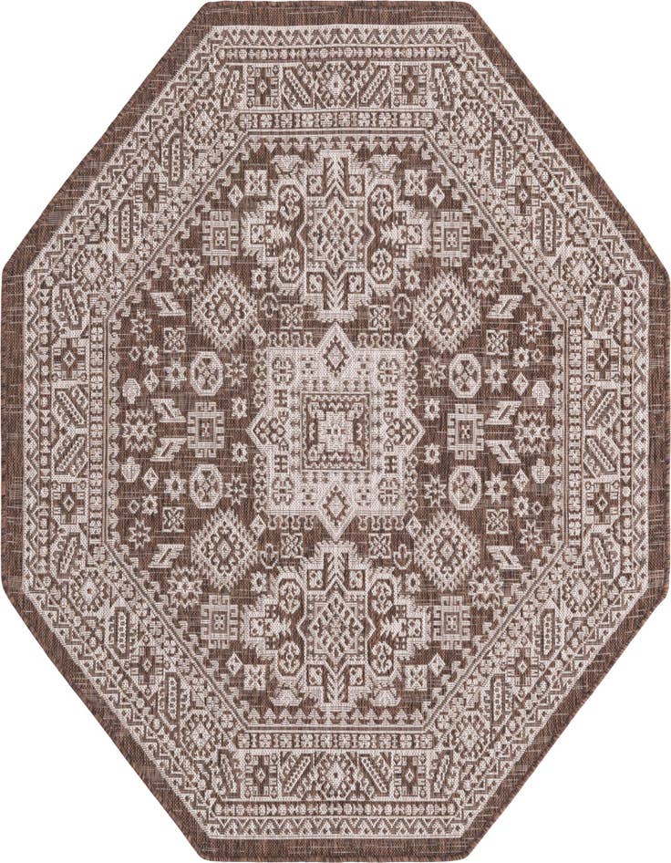 Detail image of 5' 3 x 5' 3 Easy-Clean Aztec Indoor / Outdoor Octagon Rug