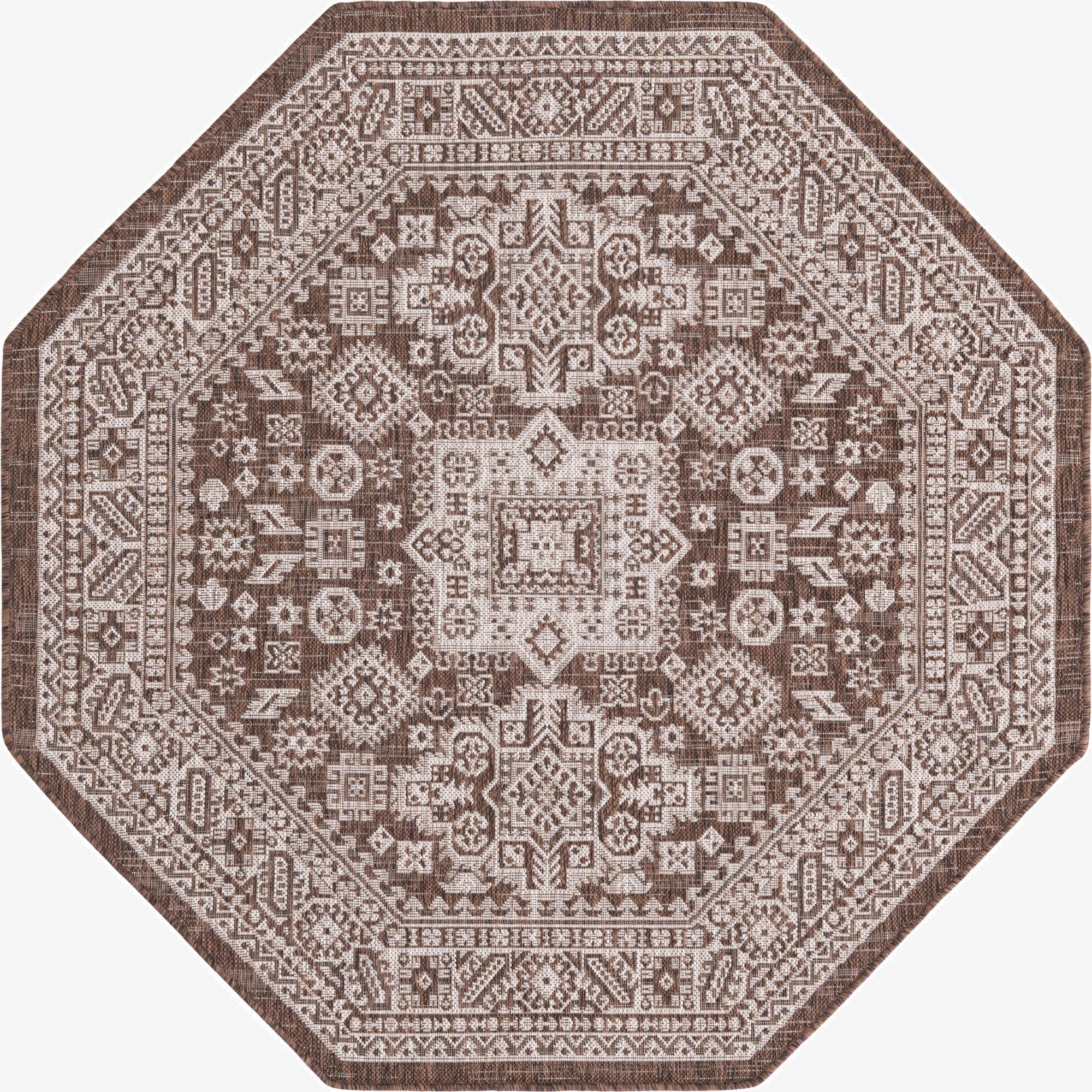5' 3 x 5' 3  Washable Aztec Indoor / Outdoor Octagon Rug