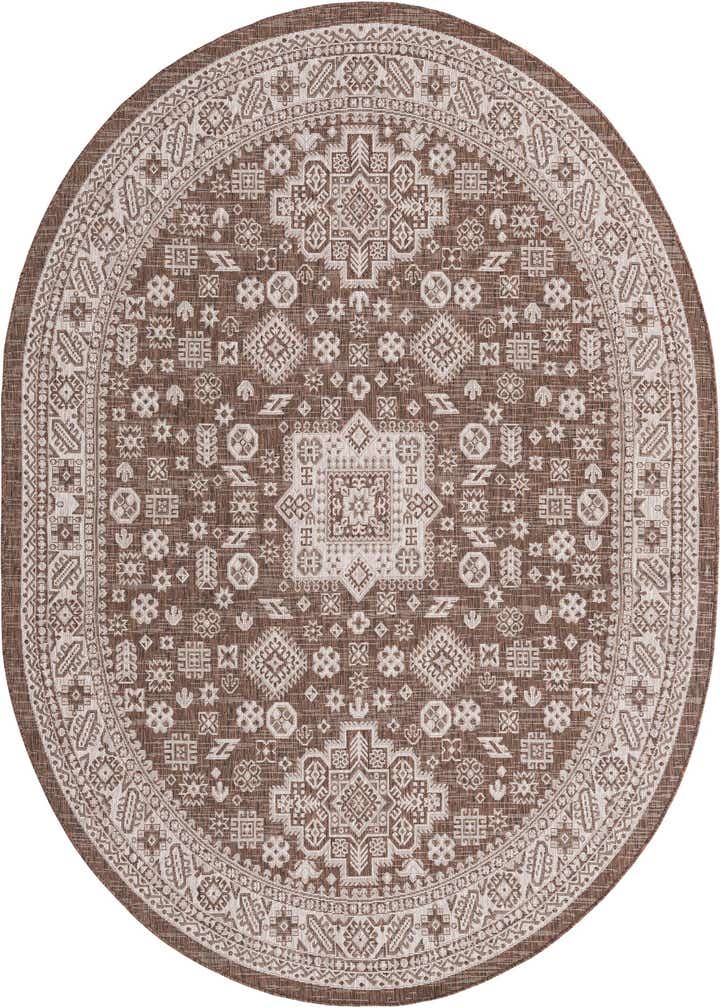 7' 10 x 10' Easy-Clean Aztec Indoor / Outdoor Oval Rug