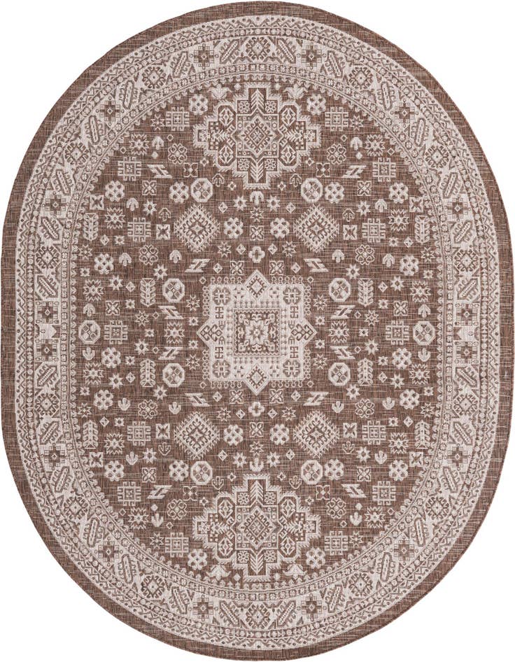 Detail image of 7' 10 x 10' Easy-Clean Aztec Indoor / Outdoor Oval Rug
