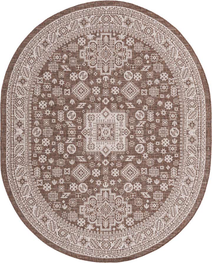 7' 10 x 10' Easy-Clean Aztec Indoor / Outdoor Oval Rug