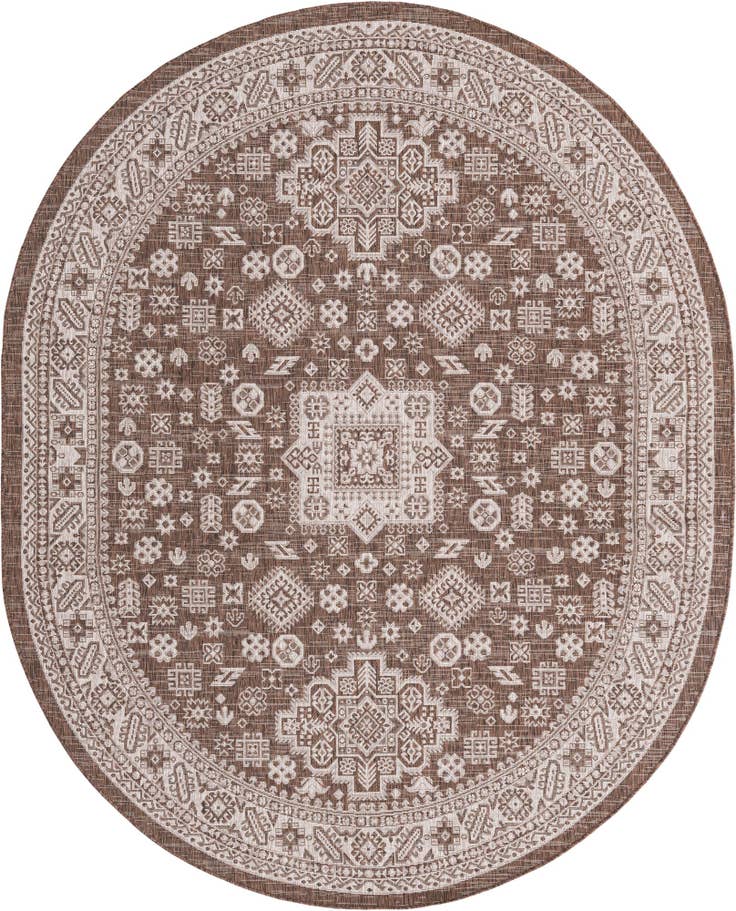 Detail image of 7' 10 x 10' Easy-Clean Aztec Indoor / Outdoor Oval Rug