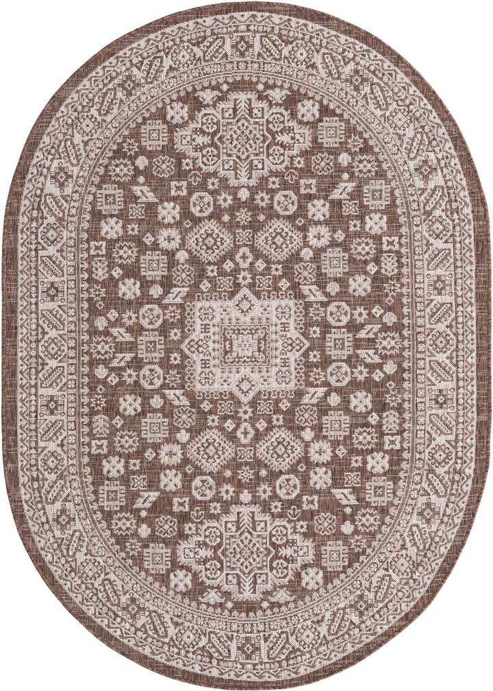 5' 3 x 8' Easy-Clean Aztec Indoor / Outdoor Oval Rug