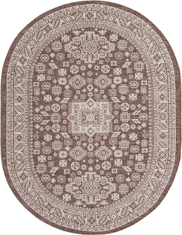 Detail image of 5' 3 x 8' Easy-Clean Aztec Indoor / Outdoor Oval Rug