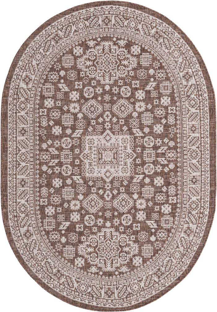 5' 3 x 8' Easy-Clean Aztec Indoor / Outdoor Oval Rug