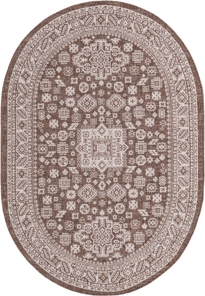 Detail image of 5' 3 x 8' Easy-Clean Aztec Indoor / Outdoor Oval Rug