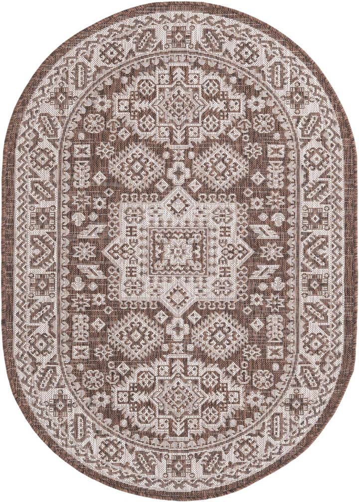 3' x 5' 3 Easy-Clean Aztec Indoor / Outdoor Oval Rug