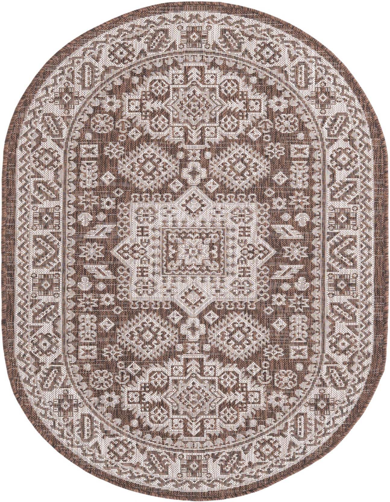 3' x 5' 3 Easy-Clean Aztec Indoor / Outdoor Oval Rug