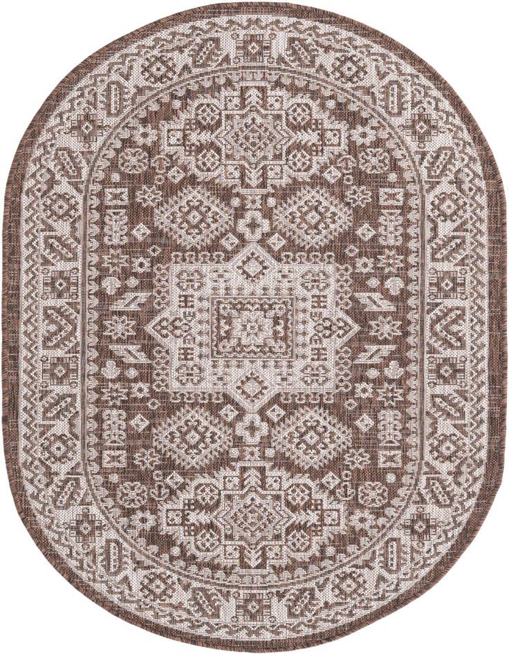 Detail image of 3' x 5' 3 Easy-Clean Aztec Indoor / Outdoor Oval Rug