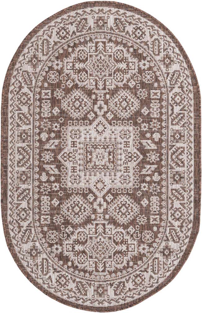 3' x 5' 3 Easy-Clean Aztec Indoor / Outdoor Oval Rug