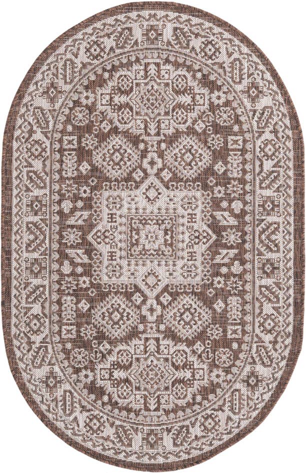 Detail image of 3' x 5' 3 Easy-Clean Aztec Indoor / Outdoor Oval Rug