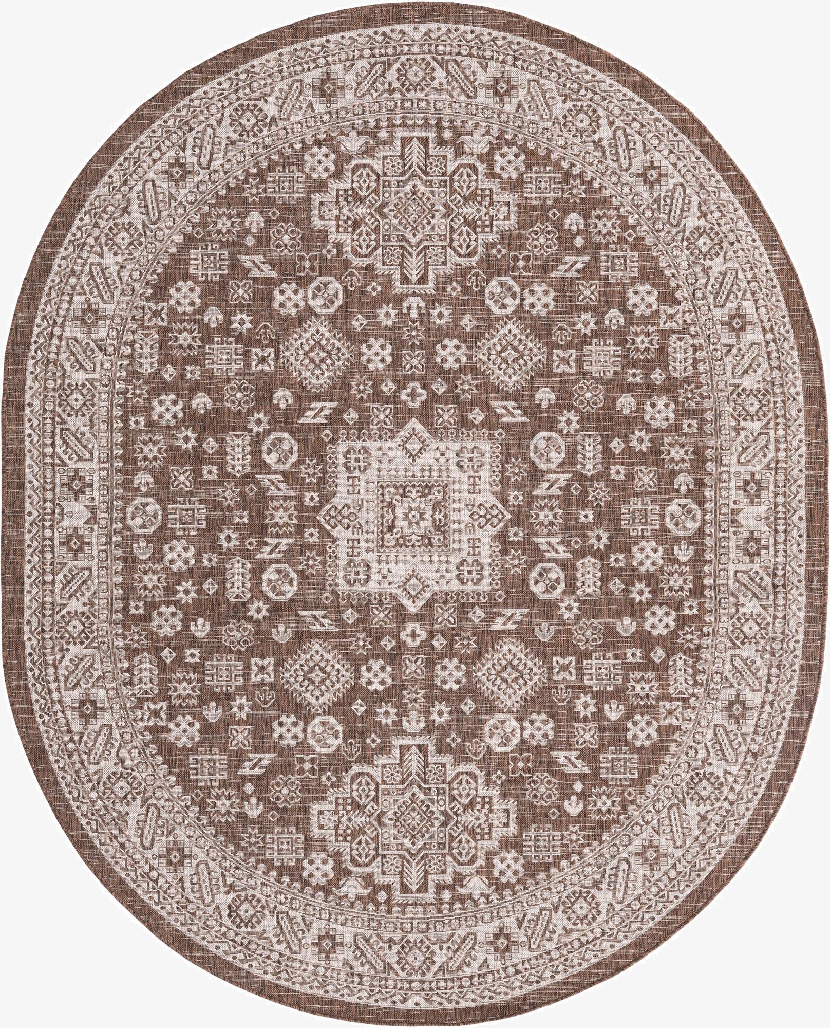 7' 10 x 10'  Washable Aztec Indoor / Outdoor Oval Rug