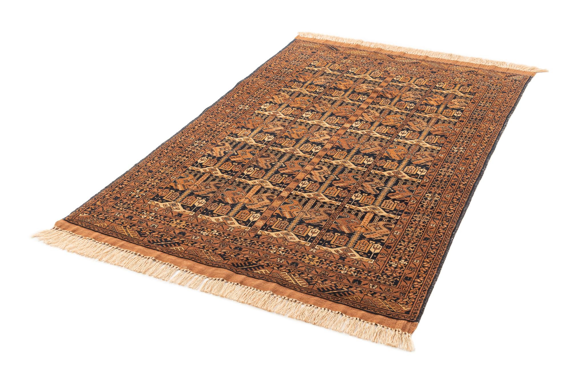 4' x 6' 2 Hand Knotted Afghan Akhche Wool Rug