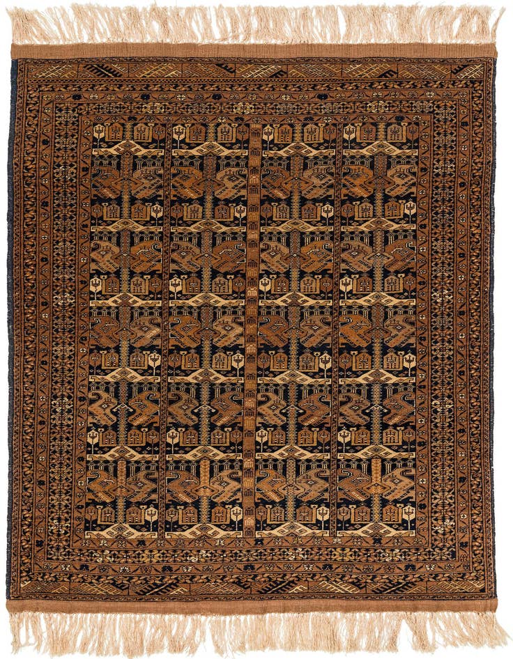 Detail image of 4' x 6' 2 Hand Knotted Afghan Akhche Wool Rug