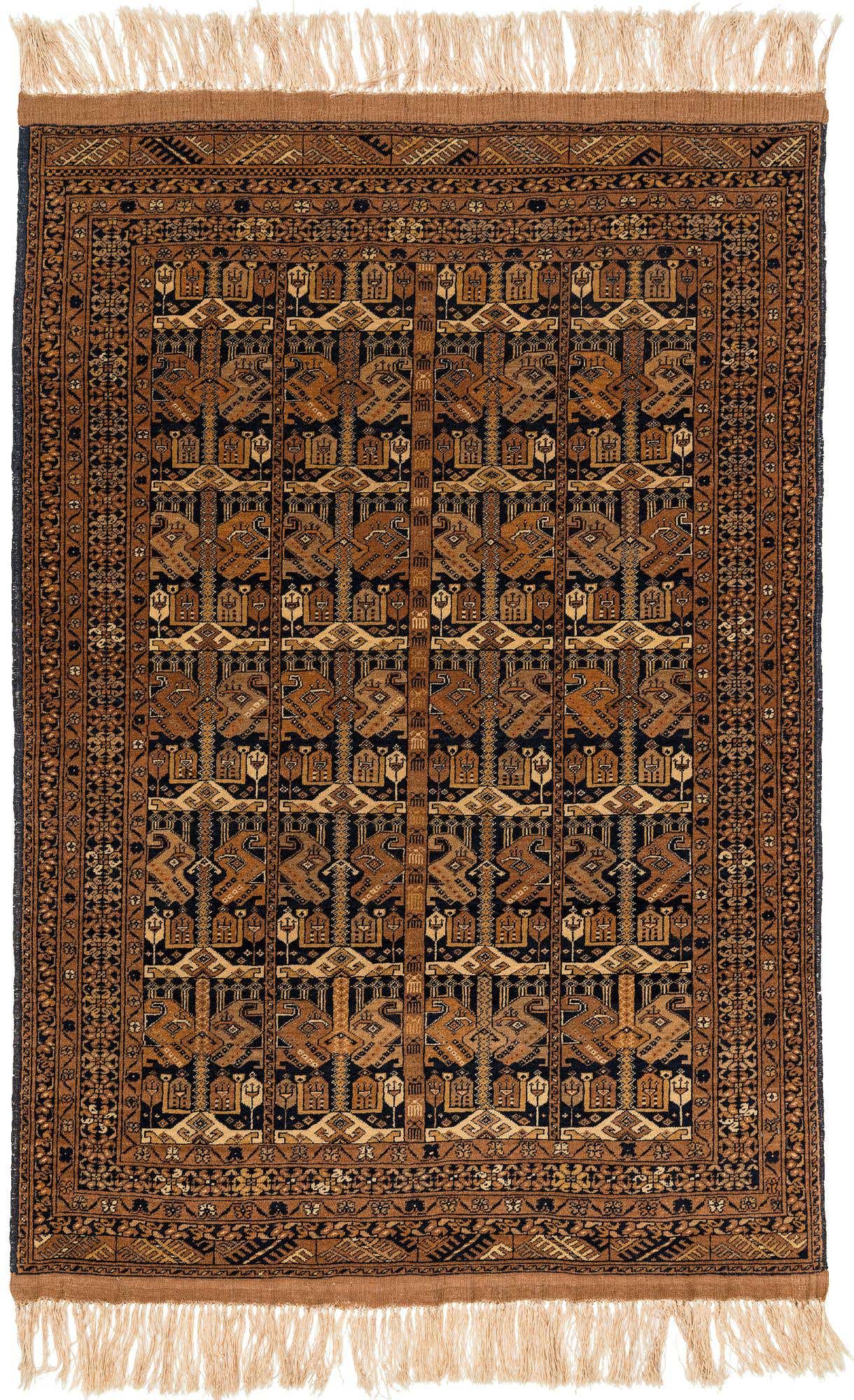 4' x 6' 2 Hand Knotted Afghan Akhche Wool Rug