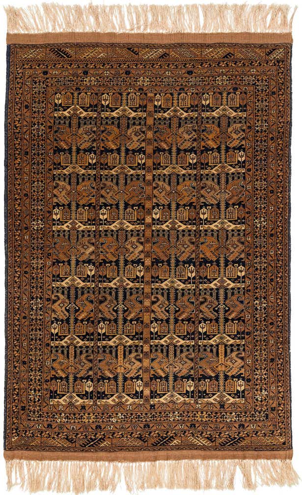 4' x 6' 2 Hand Knotted Afghan Akhche Wool Rug