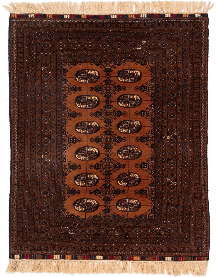 Detail image of 3' 10 x 6' Hand Knotted Afghan Akhche Wool Rug