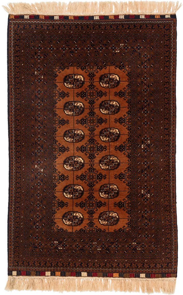Detail image of 3' 10 x 6' Hand Knotted Afghan Akhche Wool Rug