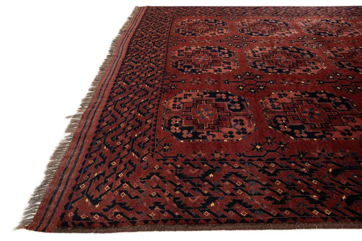 6' 7 x 9' 10 Hand Knotted Afghan Akhche Wool Rug
