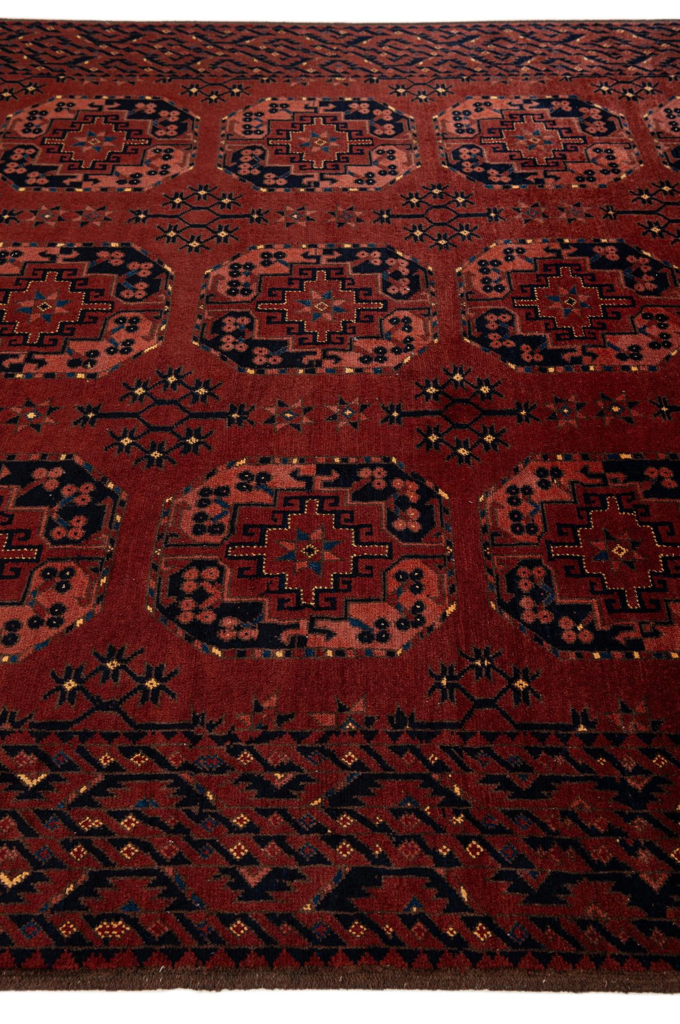 6' 7 x 9' 10 Hand Knotted Afghan Akhche Wool Rug