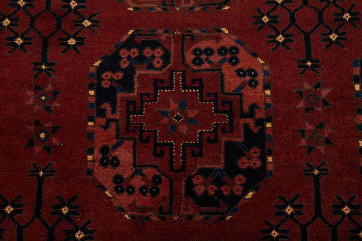 Detail image of 6' 7 x 9' 10 Hand Knotted Afghan Akhche Wool Rug