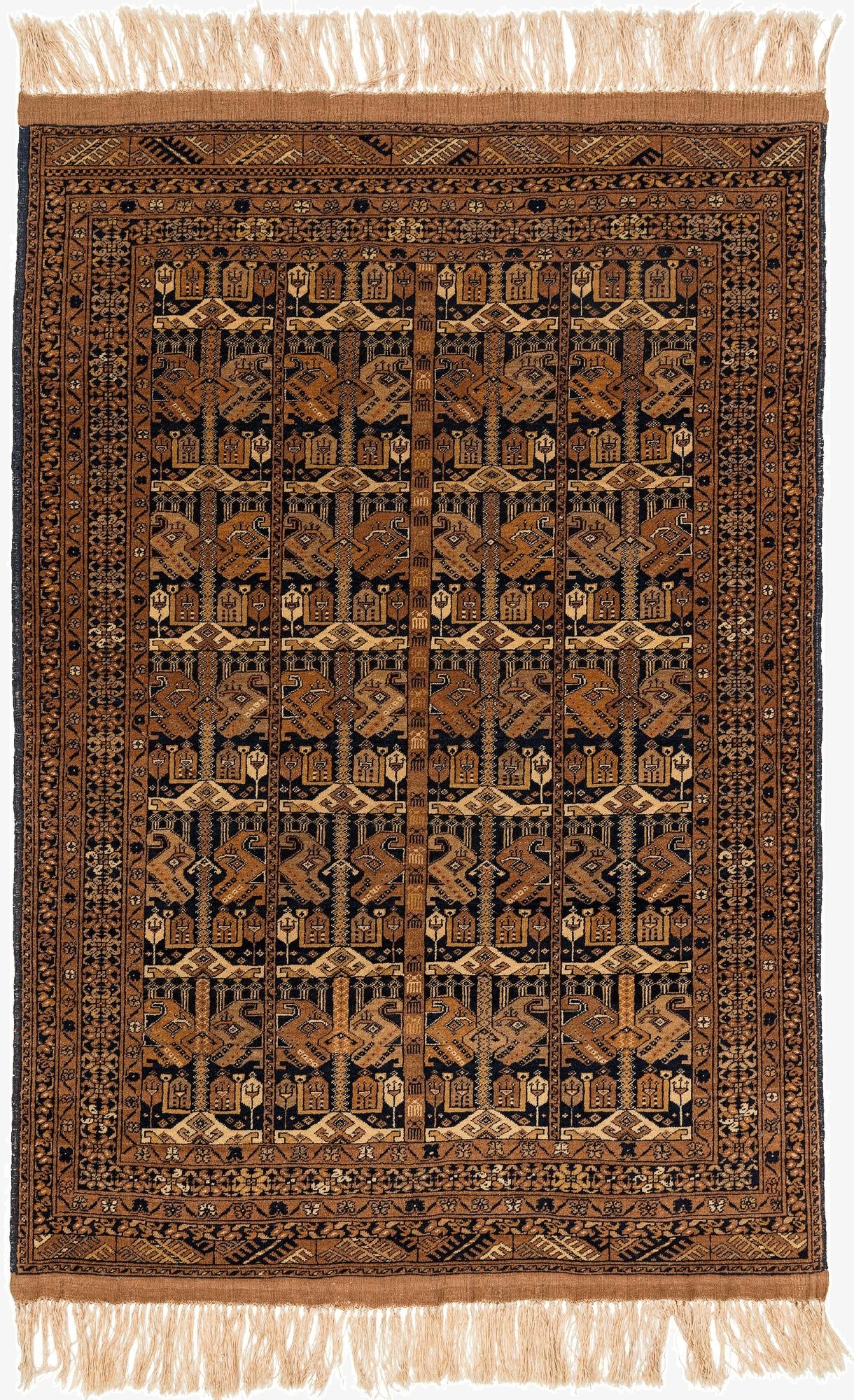 4' x 6' 2  Hand Knotted Afghan Akhche Wool Rug