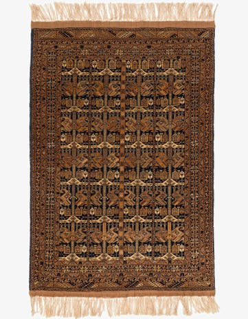 4' x 6' 2 Hand Knotted Afghan Akhche Wool Rug