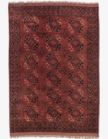 6' 7 x 9' 10 Hand Knotted Afghan Akhche Wool Rug