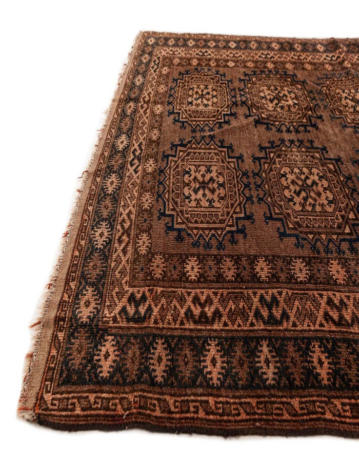 Detail image of 4' 4 x 7'  Hand Knotted Afghan Ersari Wool Rug