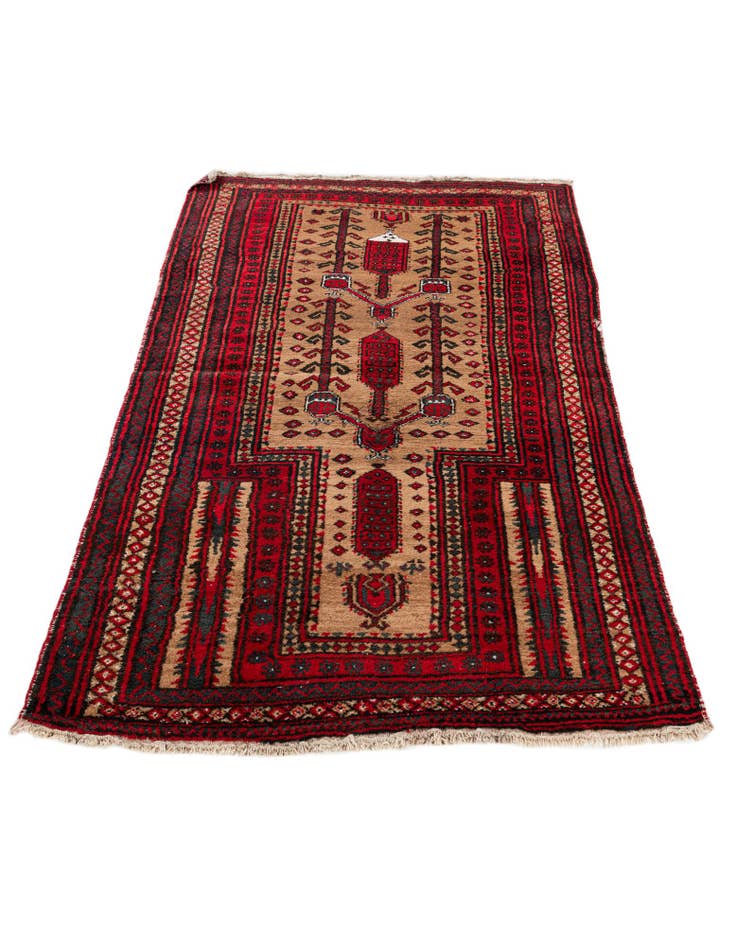 Detail image of 2' 9 x 4' 4  Hand Knotted Afghan Ersari Wool Rug