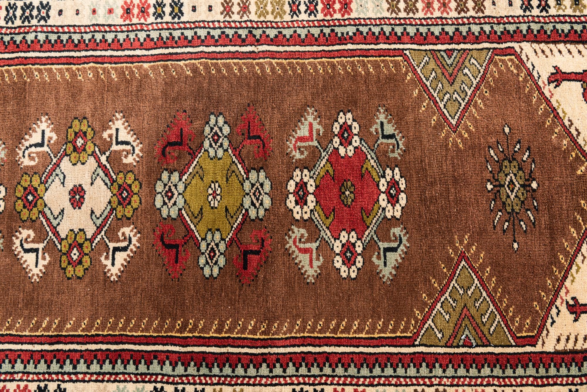 4' 3 x 7' Hand Knotted Anatolian Oriental Wool Rug