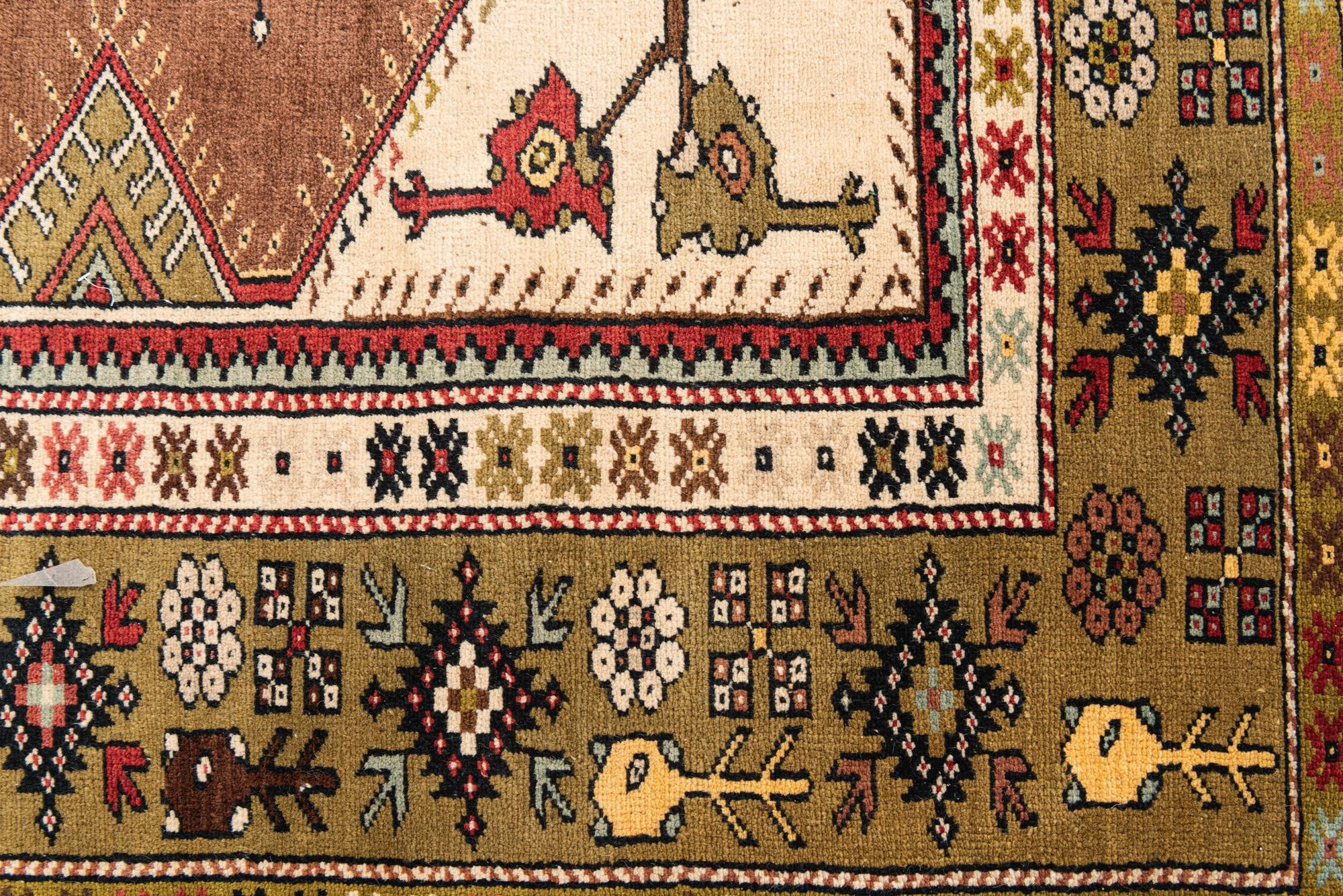 4' 3 x 7' Hand Knotted Anatolian Oriental Wool Rug