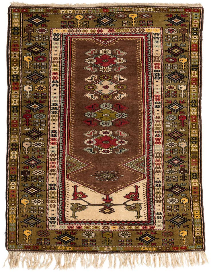 Detail image of 4' 3 x 7' Hand Knotted Anatolian Oriental Wool Rug