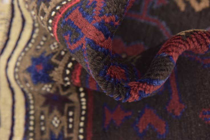 Detail image of 2' 6 x 4' 8 Hand Knotted Balouch Persian Wool Rug
