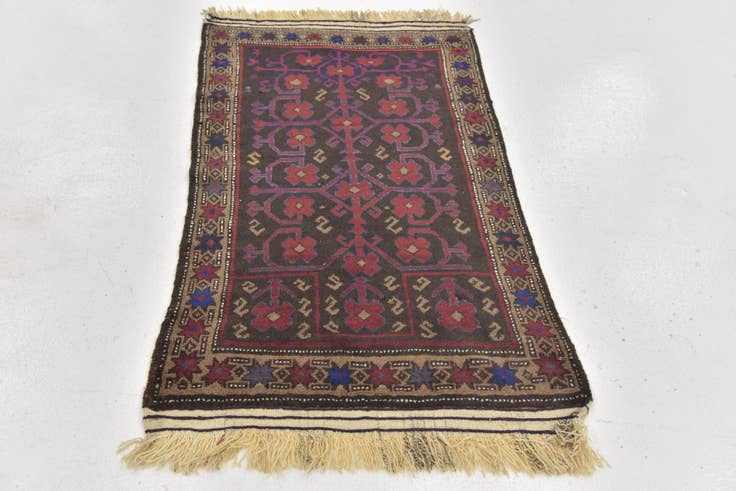 Detail image of 2' 6 x 4' 8 Hand Knotted Balouch Persian Wool Rug