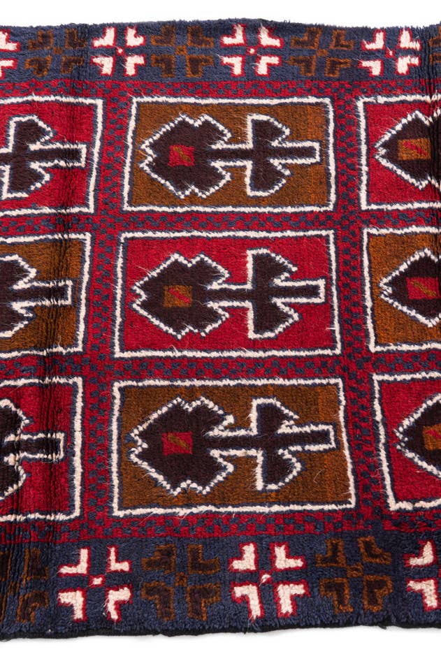 Detail image of 2' 10 x 4' 6 Hand Knotted Balouch Persian Wool Rug