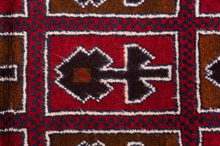 Detail image of 2' 10 x 4' 6 Hand Knotted Balouch Persian Wool Rug
