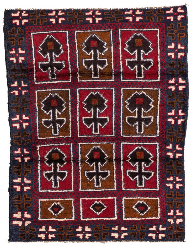 Detail image of 2' 10 x 4' 6 Hand Knotted Balouch Persian Wool Rug