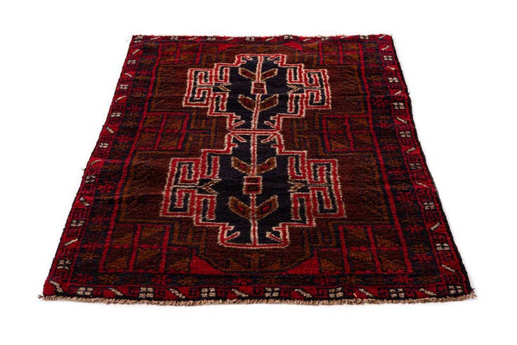 Detail image of 2' 9 x 4' 10 Hand Knotted Balouch Persian Wool Rug