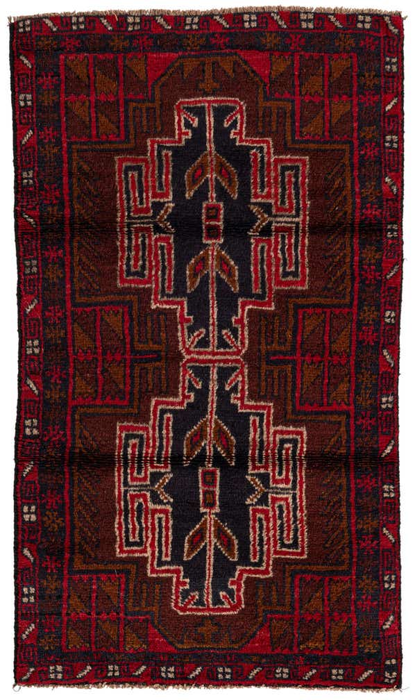 2' 9 x 4' 10 Hand Knotted Balouch Persian Wool Rug