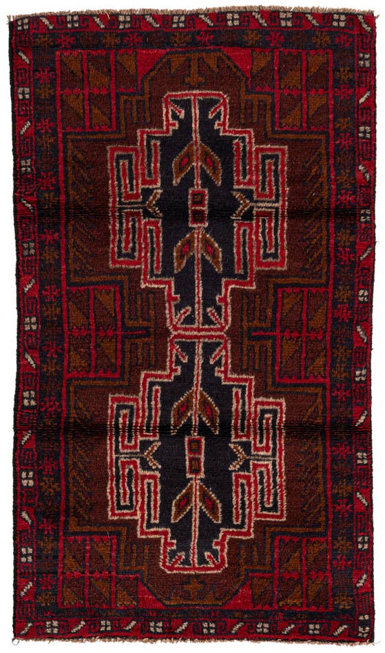 Detail image of 2' 9 x 4' 10 Hand Knotted Balouch Persian Wool Rug