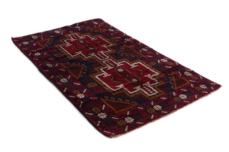 Detail image of 3' x 4' 8 Hand Knotted Balouch Persian Wool Rug