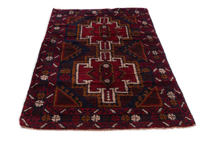 Detail image of 3' x 4' 8 Hand Knotted Balouch Persian Wool Rug