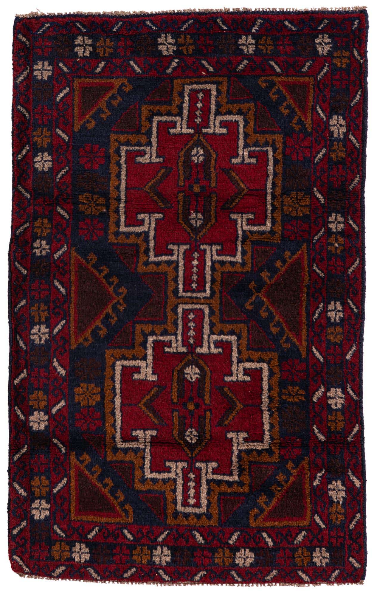 3' x 4' 8 Hand Knotted Balouch Persian Wool Rug
