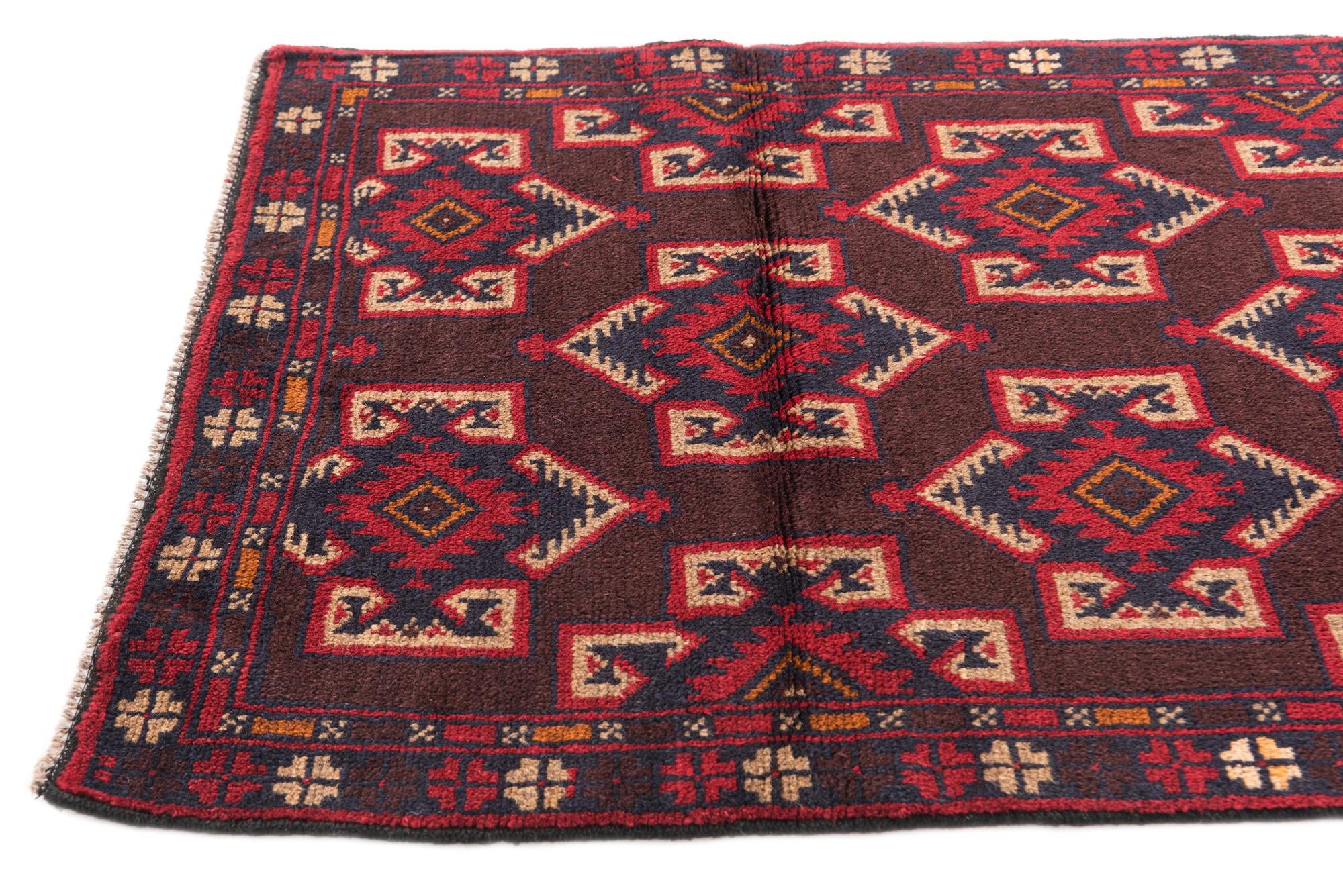 2' 9 x 4' 7 Hand Knotted Balouch Persian Wool Rug